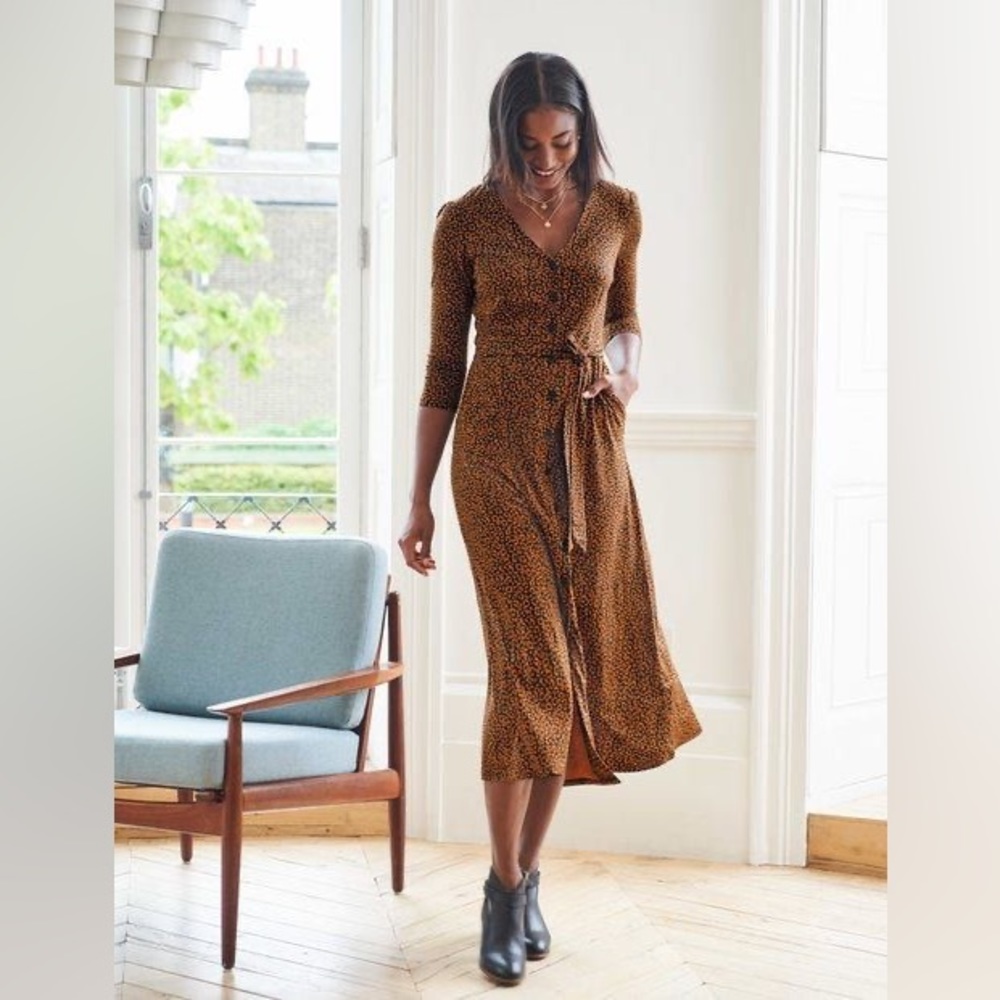 Boden button midi dress